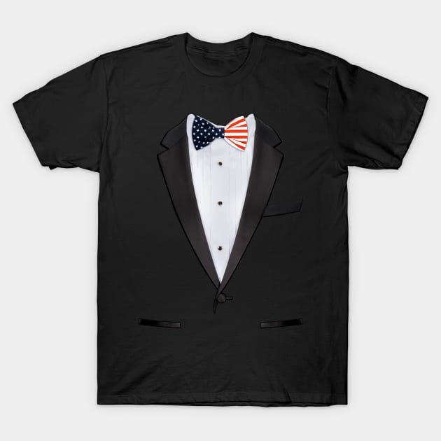 American Flag Bow Tie Funny Tuxedo T-shirt T-Shirt by ChattanoogaTshirt